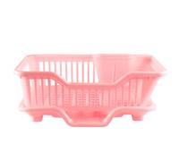 Environmental Plastic Kitchen Sink Dish Drainer Set Rack Washing Holder Basket Organizer Tray, 17.5 x 9.5 7INCH (Pink)