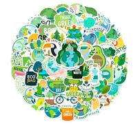 Environmental Protection Stickers - 60 PCS Eco Theme Decals for Adults and Teens - Green Waterproof Decorative Stickers for Laptop Water Bottle Journal - Luggage Helmet Phone Computer Decoration