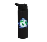 Environmentalist Art Globe Design and Sustainability Earth Stainless Steel Insulated Water Bottle