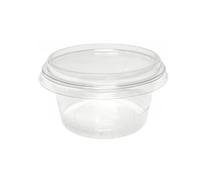 Enviropack 100 Plastic Portion Pots With Lids. Heavy Duty Pots for Warm and Cold Sauces. Made of 100% Recyclable Clear Plastic. (4oz)