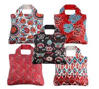 Envirosax Reusable Grocery Bags- Set of 5 Anastasia Designs, Quality Durable Shopping Tote Bag, Eco Bag Washable Water Resistant, Multicolor, One Size