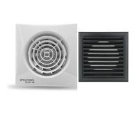 Envirovent SIL100S Silent-100 Axial Bathroom Extractor Fan and Black Fan Grille Bundle, 100mm / 4", No Timer, Quiet Ventilation Fan for Bathroom, Toilet, Ensuite & Utility Room