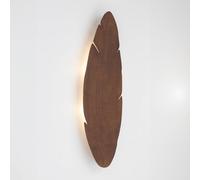 Envostar wall light Lehti, leaf shape, walnut, 69 x 24 cm
