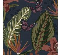 Envy Eden Night Wallpaper | Paste the Wall Application | Navy Leaf Wallcovering | Eco-Friendly