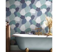 Envy Mood The Blues Wallpaper | Paste The Wall Application | Blue Geometric Wallcovering | Eco-Friendly