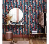 Envy Morse Coral Dot Dash Wallpaper - Navy Blue