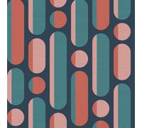 Envy Morse Coral & Navy Geometric Smooth Wallpaper Sample