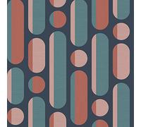 Envy Morse Coral/Navy Wallpaper | Paste The Wall Application | Navy Geometric Wallcovering | Eco-Friendly