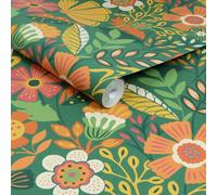 Envy Oopsy Daisy Forest Green Floral Wallpaper
