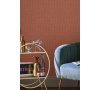 Envy Stitch Please Textured Plain Wallpaper in Orange Envy Orange