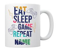 EnvyFone Eat Sleep Game Repeat Mug/Cup - Personalised Gamer Gift - Novelty Tea Coffee Ceramic Video Games Fan