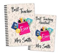 EnvyFone Personalised A5 Notebook - Best Teacher or Teaching Assistant - Add Name - Teacher Present, Thank You, Leaving Gift