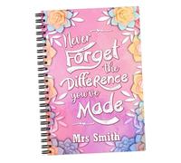 EnvyFone Personalised A5 Notebook Journal - Never Forget The Difference You've Made - Floral - Teacher Thank You School End of Year Gift
