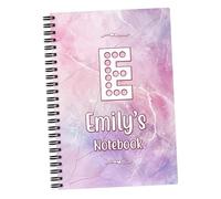 EnvyFone Personalised A5 Notebook | Pink and Purple Pastal Marble | Any Name's Notebook with Initial - for School Homework or Work Girls Ladies Friend Teachers Colleagues Present | Journal