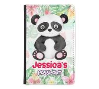EnvyFone Personalised Baby Passport Cover Holder - Cute Zoo Animals - Any Name - Children Kids First Passport - Travel Gift for Toddlers, Holiday Accessory (Panda)