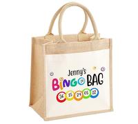 EnvyFone Personalised Bingo Jute Bag - For Dabbers and Bingo Accessories - Eco Friendly, Ladies, Womans, Stylish Shopper Tote Bag, 3 Sizes - Gift for Bingo Lovers