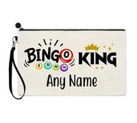 EnvyFone Personalised Bingo King Linen Style Case Bag Dabbers Carry Pouch Pencil Accessories Add Any Name Mens Gift