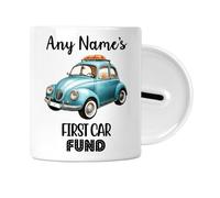 EnvyFone Personalised - First Car Fund - Money Saving Box - Piggy Bank - 17th 18th 21st Birthday Gift - Learner Driver Savings Jar - Keepsake Christmas - Mens Teens Boys Gifts