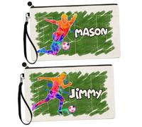 EnvyFone Personalised Football Pencil Case with Name - Kids Gift for Boys or Girls - Back to School Stationary Bag