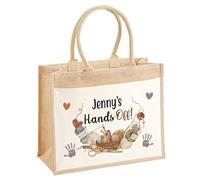EnvyFone Personalised - Hands Off Knitting or Crochet Jute Bag - Eco Friendly, Ladies Tote Bag, 3 Sizes, Craft