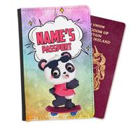 EnvyFone Personalised Passport Cover Holder Children Design - Cute Girly Panda Animal - Any Name Girls Ladies Teens Kids - Holiday Accessory Gift