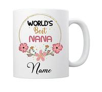 EnvyFone World's Best Nana - Personalised Mug - Birthday Gift - Add Name/Relation - Flowers/Pink Floral Design - Ladies - Girls - Novelty Tea Coffee Cup