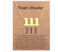 ENVYOU Angel Numbers Necklace 000 111 222 333 444 555 666 777 888 999 Gold Jewelry Gift for Women Girls, Gold, No Gemstone