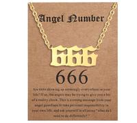 ENVYOU Angel Numbers Necklace 000 111 222 333 444 555 666 777 888 999 Gold Jewelry Gift for Women Girls, Gold, No Gemstone