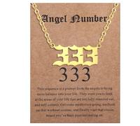 ENVYOU Angel Numbers Necklace 000 111 222 333 444 555 666 777 888 999 Gold Jewelry Gift for Women Girls, Gold, No Gemstone