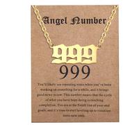 ENVYOU Angel Numbers Necklace 000 111 222 333 444 555 666 777 888 999 Gold Jewelry Gift for Women Girls, Gold, No Gemstone