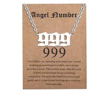 ENVYOU Angel Numbers Necklace 000 111 222 333 444 555 666 777 888 999 Gold Jewelry Gift for Women Girls, Gold, No Gemstone