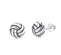ENVYOU Sports Stud Earrings 925 Sterling Silver Football,Soccer,Basketball,Volleyball,Tennis,Baseball Earrings for Women Men Player Fan Gifts, Sterling Silver, No Gemstone