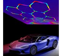 EnweMahi Hexagon LED Garage Light, Honeycomb RGB Color Changing Lamp for Auto Beauty Shop, Bar, Gym, Workshop - 8 Hex