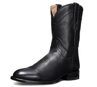 ENWIND Cowboy Booties for Men Square Toe Western Pull On Boot, Slip Resistant Mid-Calf Boots,Black,5.5 UK