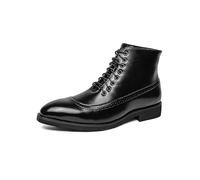 ENWIND Men's Brogue Leather Lace-Up Ankle Boots with Wingtip Design Dress Boots for Casual Business Office Daily Wear,Black,7 UK