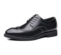 ENWIND Men's Brogue Wingtip Retro Business Oxford Shoes Classic Leather Round Toe Lace Up Wedding Formal Dress Shoes Derby Shoes,Black,7 UK