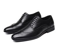 ENWIND Men's Brogues Work Shoes Lace-Up Derby Shoes Business Oxford Shoes Wedding Party Fashion Wingtip Shoes,Black,12 UK