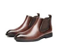 ENWIND Men's Chelsea Dress Boots Casual Slip On Ankle Boots Classic Business Leather Shoes,Brown,5.5 UK