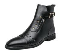 ENWIND Mens Chelsea Monk Boots Buckle Strap Chukka Motorcycle Boots Walking Ankle Booties,Black,7 UK