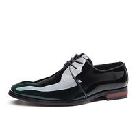 ENWIND Mens Classic Formal Oxford Lace-up Patent Leather Shoe Wedding Suit Tuxedo Dress Shoes,Green,7.5 UK