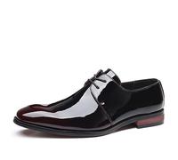 ENWIND Mens Classic Formal Oxford Lace-up Patent Leather Shoe Wedding Suit Tuxedo Dress Shoes,Red,5 UK