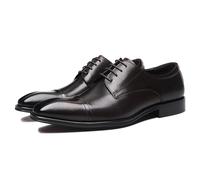 ENWIND Men's Classic Formal Oxford Leather Shoes Lace Up Dress Shoes for Business Wedding,Brown,10 UK