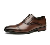 ENWIND Mens Classic Oxford Wingtip Modern Formal Lace Up Dress Shoes Wedding Business Shoe Brogue Derby Shoes,Brown,9 UK