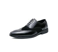 ENWIND Men's Dress Cap Toe Oxford Work Shoes Wingtip Brogues Business Square Toe Lace Up Wedding Formal Dress Shoes,Black,8.5 UK