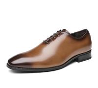 ENWIND Men's Dress Shoes Bussiness Formal Oxfords Soft Plain-Toe Lace Up Shoes for Office, Parties, and Daily Wear,Brown,7 UK