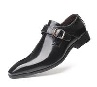 ENWIND Mens Dress Shoes Fashion Single Monk Strap Slip On Block Heel Loafer Formal Business Wedding Oxford Shoes,Black,11 UK