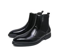 ENWIND Men's Faux Leather Ankle High Chelsea Boots Classic Slip On Formal Footwear Booties,Black,5.5 UK
