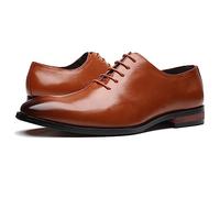 ENWIND Mens Formal Oxford Wedding Dress Shoes Lace Up Derby Shoes Business Casual Leather Shoes for Men,Brown,5.5 UK