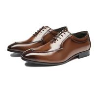 ENWIND Men's Genuine Leather Oxford Dress Shoes Lace Up Formal Business Shoes for Wedding, Party & Office Wear,Brown,7 UK