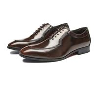 ENWIND Men's Genuine Leather Oxford Dress Shoes Lace Up Formal Business Shoes for Wedding, Party & Office Wear,Coffee,8.5 UK